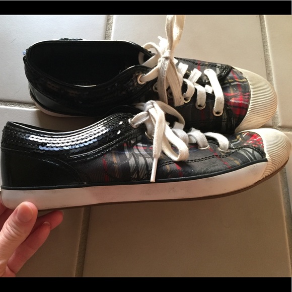 COACH Zorra Multi-Plaid Sneakers Sparkle size 8.5 - Picture 3 of 8